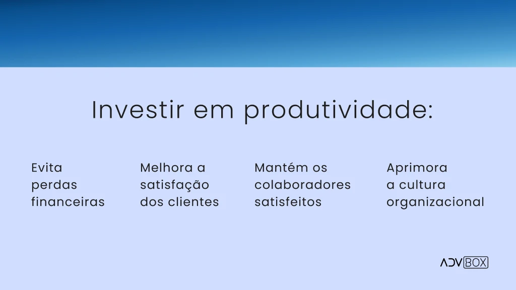 Lista com as vantagens de se investir em Produtividade e eficiência